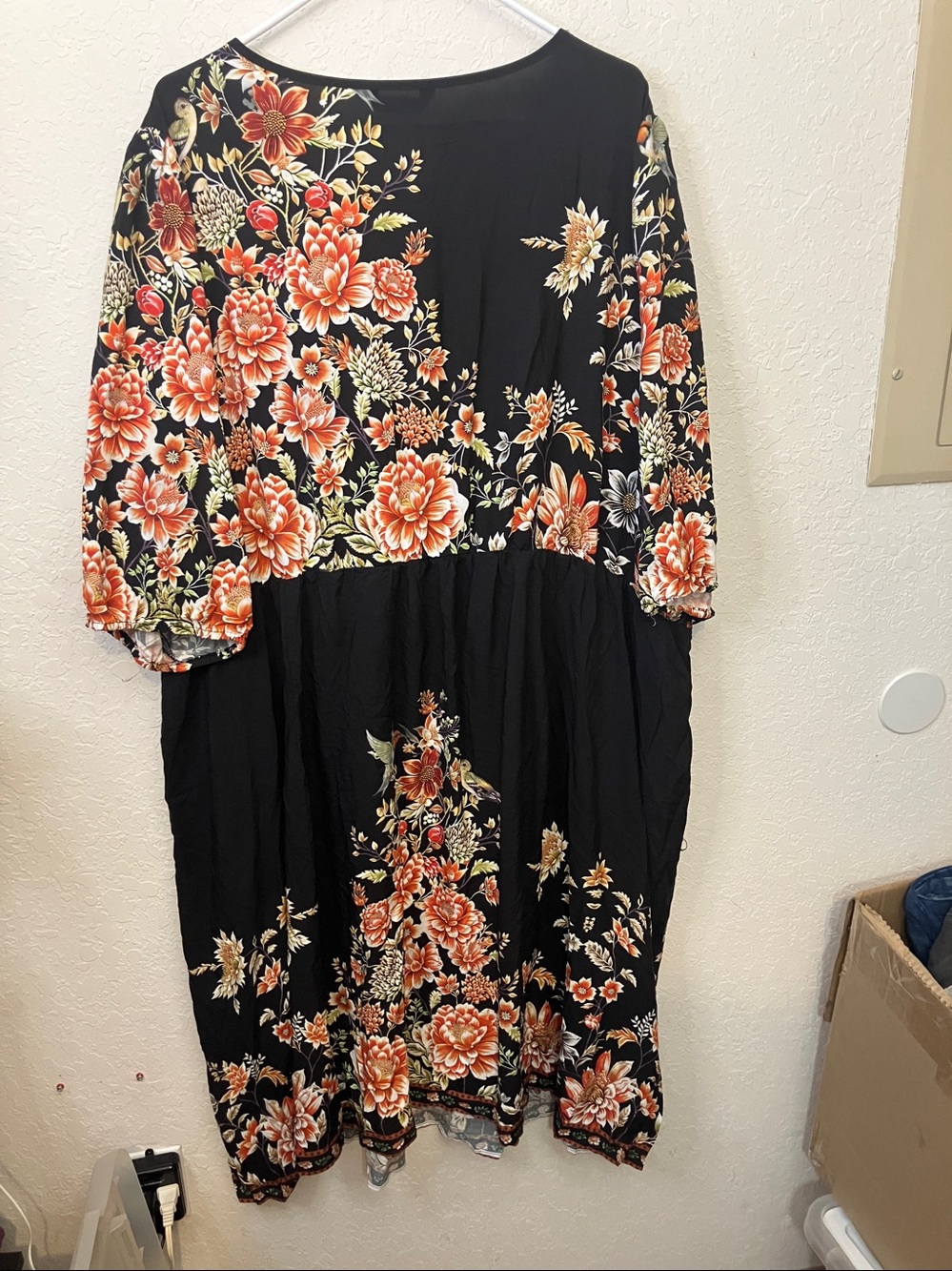 BloomChic Black Midi Dress with Coral and Cream Floral Print - Picture 5 of 5